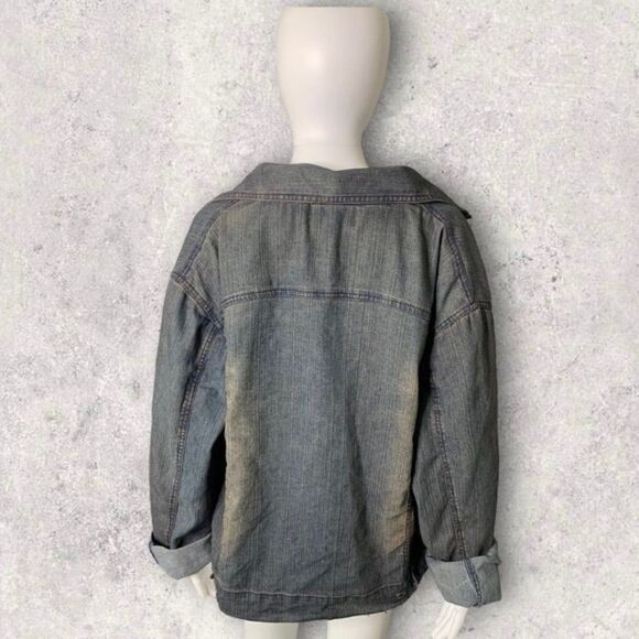 Chico’s Jean Jacket Women’s Large Retro Washed Denim Americana - Picture 2 of 9
